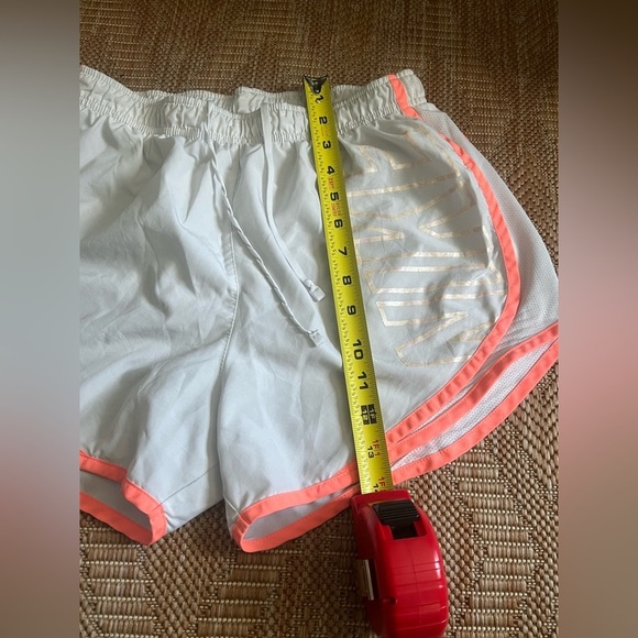 Nike Women's White/Orange Dri-Fit Running Athletic Shorts,Size M,Metallic Logo - Picture 4 of 9